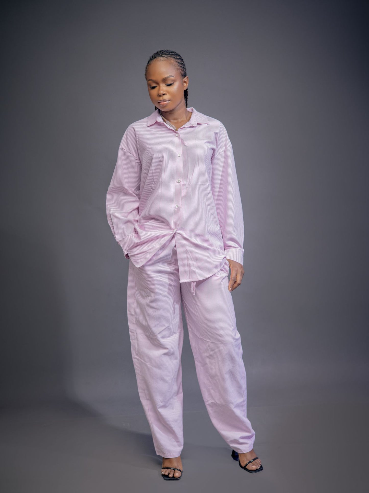 Pink Striped Loungewear Set